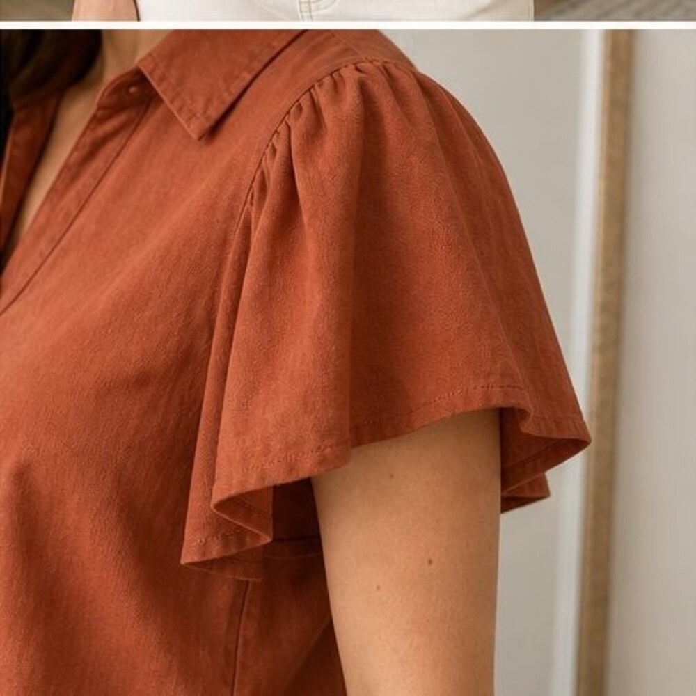 Rust Ruffle Blouse - Picture 5 of 6